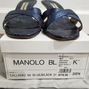 Manolo Blahnik callamu blue black 39.5 fits size 8